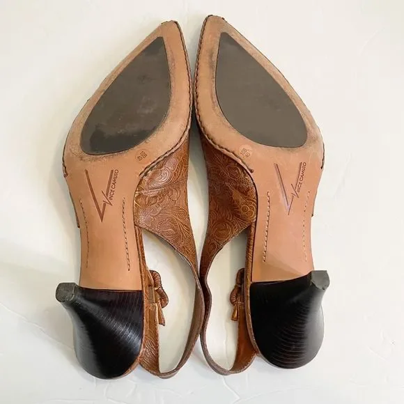 VINCE CAMUTO POINTY TOE BROWN LEATHER SLINGBACK PUMPS SZ 10 - Picture 8 of 8